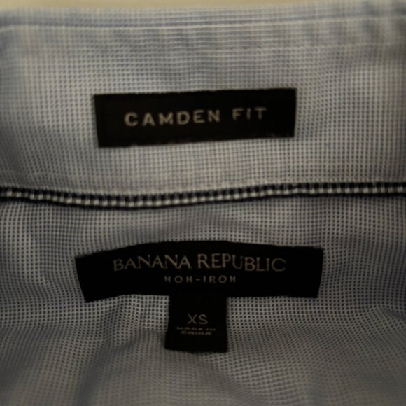 Banana Republic men's dress shirt (light blue tight checker) XS - Barely worn. - Picture 2 of 2